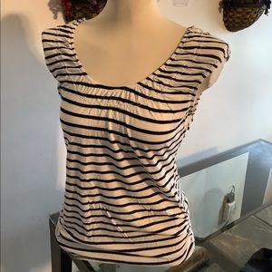 Motherhood white with block stripes top